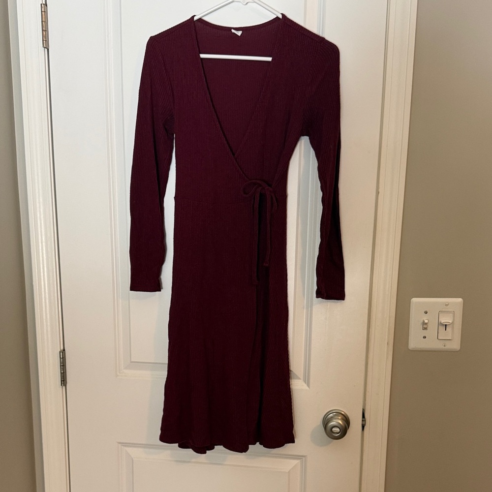 Old Navy Deep Red Long Sleeve Dress